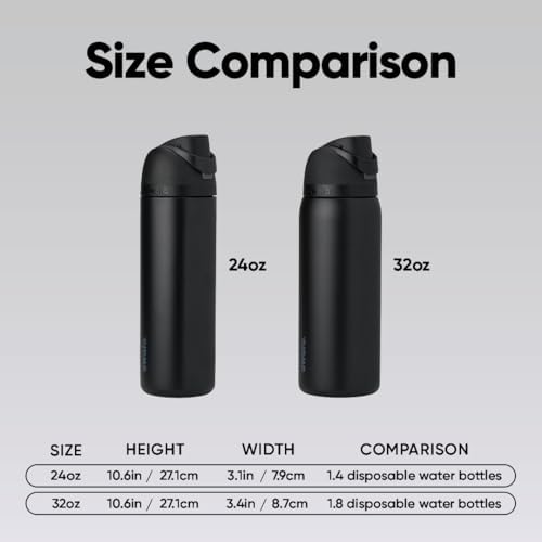 Owala FreeSip Stainless Steel Water Bottle 24 oz Very, Very Dark