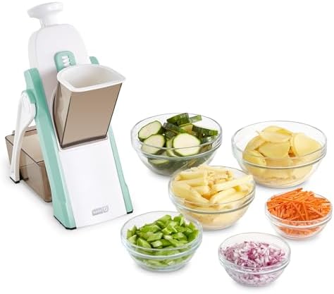 Safe Slice Mandoline Slicer, Adjustable 30+ Combos, Aqua