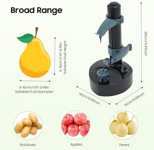 Electric Peeler Tabletop Potato Peeler Spinner Automatic Fruit & Vegetable Peeling Machine Adjustable Automatic Peelers for Hard-Skinned Vegetables and Fruits