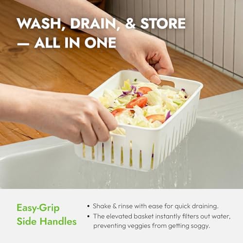 8.5 Cup Produce Saver Container for Fridge with Colander - 2.0L