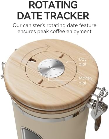 Coffee Canister with Window, Airtight Stainless Steel Container, 22OZ