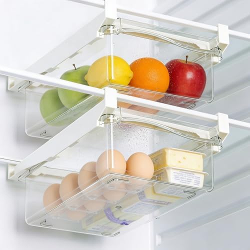 Fridge Drawer Organizer 2 Pack, Fridge Organizers and Storage