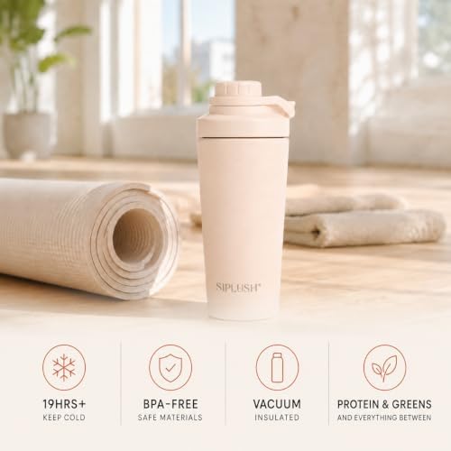 Insulated Protein Shaker Bottle 24oz, Dishwasher Safe, Creamy Pink - Image 3