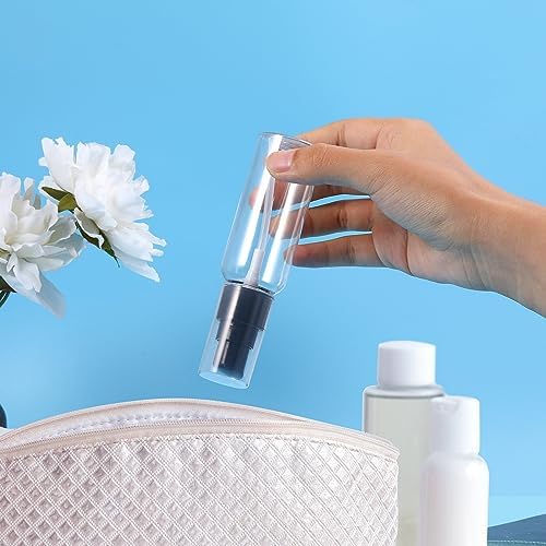 10 Pieces Travel Pump Bottles for Toiletries 2oz Small Pump Bottles Clear Travel Bottle Plastic Empty Spray Bottle Dispenser With Black Cap For Lotion Cream Essential Oil(50ml,Clear) - Image 6