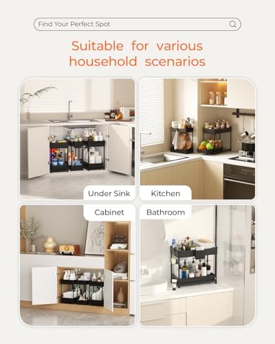 3-Pack 2-Tier Under Sink Organizers with Sliding Drawers