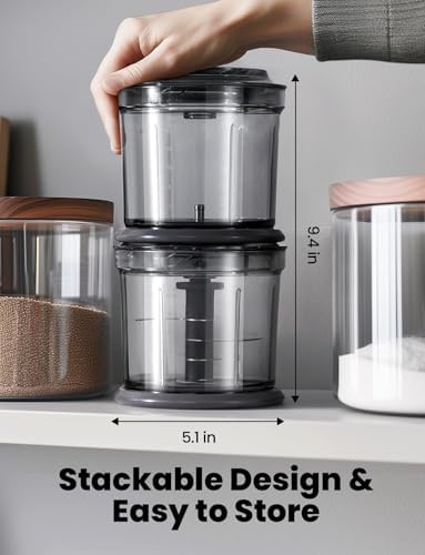 Food Processor 4 Cup, Electric Food Chopper, 【Small but Powerful】Meat Grinder with 2 Bowls, 2 Speed & 4 Blades for Vegetable, Meat, Nuts, Functions for Chopping, Dicing, Mixing and Puree - Image 6