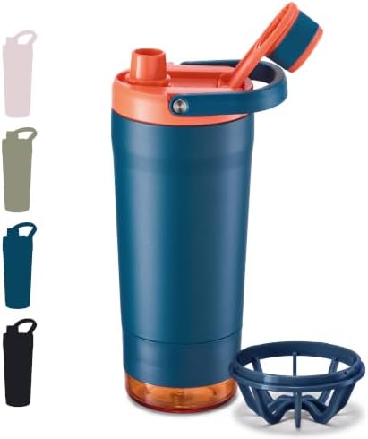 Fijinhom 24 oz Insulated Shaker Bottle with Portable Powder Container. by Fijinhom