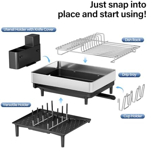 Expandable Dish Drying Rack, Stainless Steel, Large Capacity