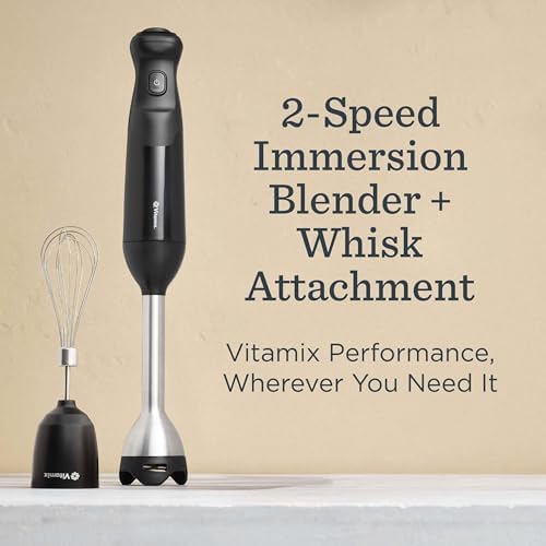 Vitamix 2-Speed Immersion Blender + Whisk Attachment, 350-Watt Motor, Black