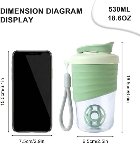 X SIM FITNESSX 530ML Protein Shaker Bottle, Small Portable Mixer Cup, BPA Free (light Green) - Image 3