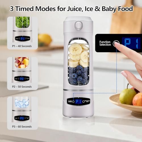 Portable Personal Blender 600ML – Mini Blender USB Rechargeable, 12-Blade Personal Size Smoothie & Shake Maker with 3 Timed Modes for Travel, Digital Display, Gym & Home - Image 3