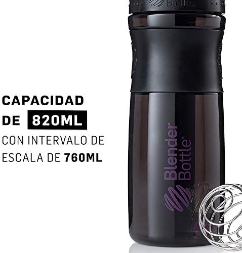 BlenderBottle SportMixer Tritan Grip Shaker Bottle, Transparent Black/Plum, 28-Ounce - Image 3