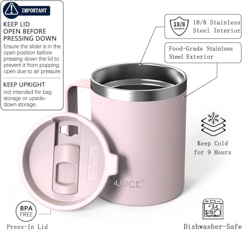 TILUCK 12 oz Insulated Coffee Mug with Lid and Handle - Image 2