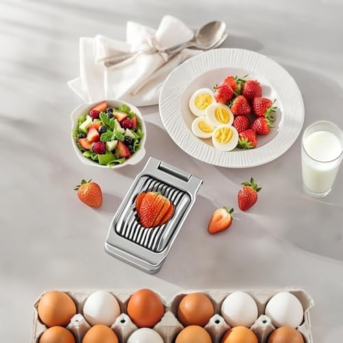 Hard-Boiled Egg Slicer, Strawberry Slicer, Stainless Steel Wire, Suitable for Hard-Boiled Eggs, Strawberries, Butter, Kiwis, Heavy-Duty Aluminum Tomato Sliver - Image 2