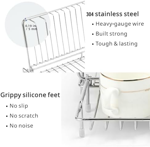 Collapsible Dish Drying Rack, Stainless Steel Folding Dish Rack