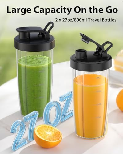 KOIOS Smoothie Blender, 900W Blenders for Kitchen with 27oz No-BPA Portable Bottles Spout Lids, 3 Modes Personal Mixer Blender for Shakes Smoothies Frozen Drinks Baby Food, Recipe (WBL702 Black) - Image 4