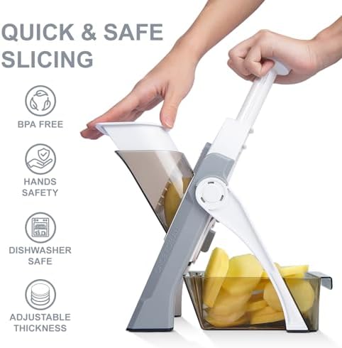 Safer Mandoline Slicer for Kitchen,Adjustable Potato Slicer 1-8 mm