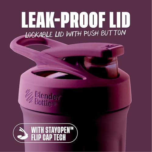 BlenderBottle Sport Flip Stainless Steel Shaker Bottle 24 oz Plum - Image 2