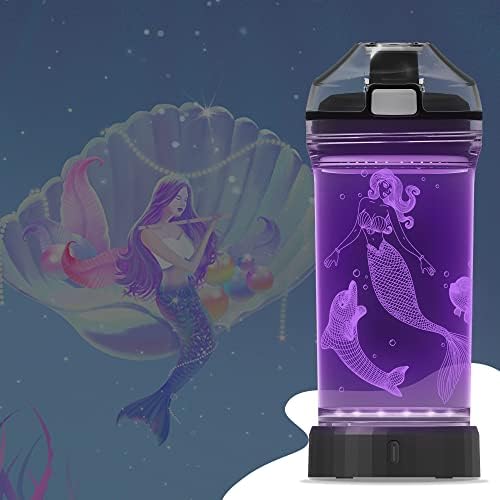 Light Up Kids Water Bottle with 3D Mermaid Design- 14 OZ Tritan BPA Free Eco-Friendly - Cool Drinking Cups Gift for School Kids Boy Girl Child Christmas Holiday