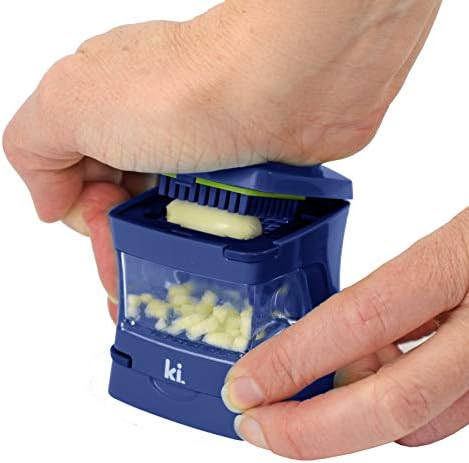 Garlic-A-Peel Garlic Press, Crusher, Cutter, Mincer, and Storage Container - Includes Silicone Garlic Peeler - Easy to Clean - Stainless Steel Blades – (Blue), standard - Image 3