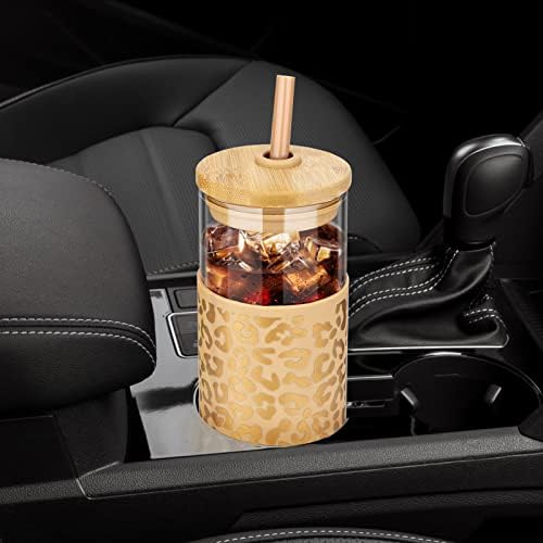 20 oz Glass Tumbler with Lids and Straws, Reusable Iced Coffee Cups
