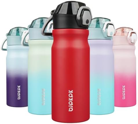 BJPKPK 18 oz Water Bottle with Straw & Handle, Insulated Stainless Flask by BJPKPK