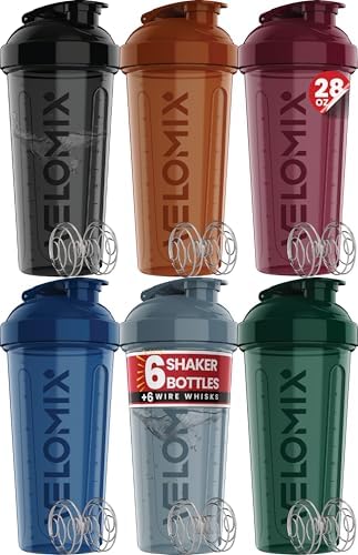 VELOMIX 6 Pack 28oz Shaker Cups for Protein Shakes,Orange to Green by VELOMIX