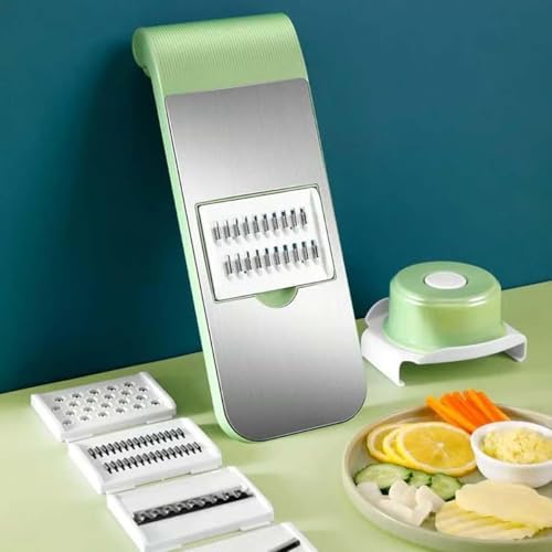 Multifunctional Vegetable Cutter, Portable Mandoline Slicer for Kitchen, Adjustable Vegetable Cutter with Stainless Steel Blades, Home Essentials & Kitchen Gadgets (3Blades/Set) - Image 2
