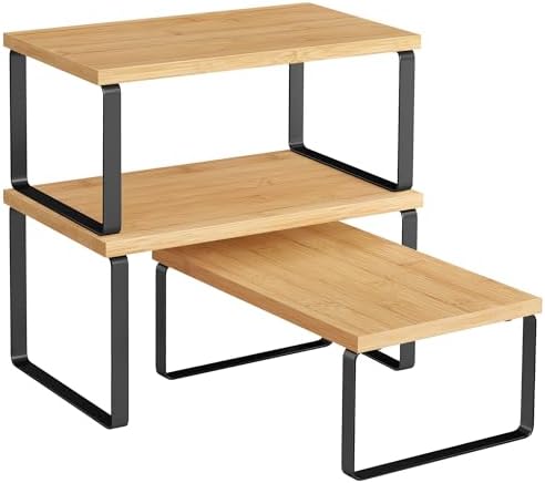 Cabinet Organizer Shelf, Set of 3 Spice Rack, Kitchen Storage