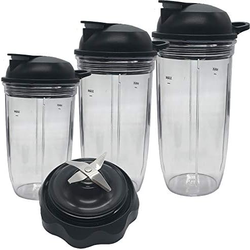 Replacement Combo Easy Twist Extractor Blade with personal Jar 18oz/24oz/32oz cup and lid for NutriBullet Blender Combo ZNBF30400Z/ZNBF30500Z/NBF50400 (7, 1x18oz+1x24oz+1x32oz) - Image 5