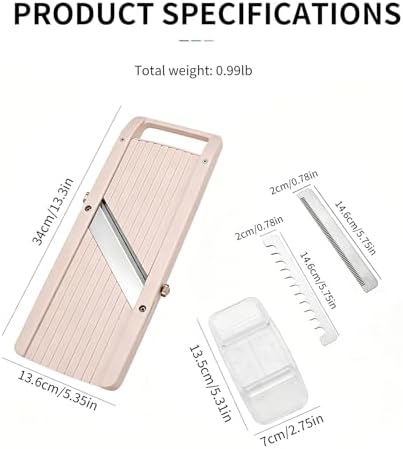 Mandoline Slicer for Kitchen, Upgrade Slicer for Vegetable, Professinal Japanese Vegetable Cutter with 4 Stainless Steel Blades