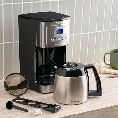 12-Cup Coffee Maker, Programmable PerfecTemp Thermal Carafe Coffee Machine with 1-4 Cup Setting, Brew Strength Control and Brew Pause, Stainless Steel, DCC-3400NAS, Silver