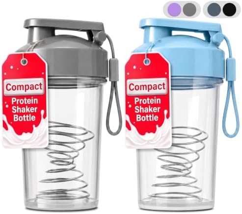 Travel-Friendly Small Shaker Bottle for Protein Shakes, Supplements: 2-Pack by Unknown