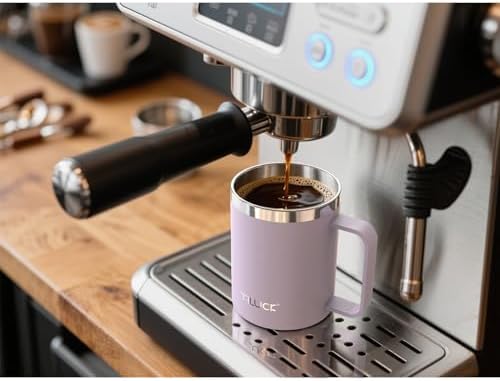 TILUCK 12 oz Insulated Coffee Mug with Lid and Handle - Image 3