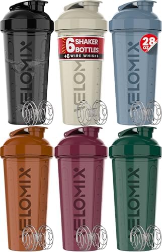 VELOMIX 6 Pack 28oz Protein Shaker Bottle for Protein Mixes, Earth Tones by VELOMIX