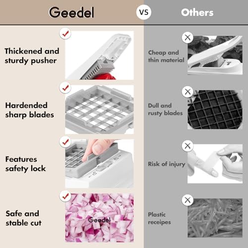 Geedel Vegetable Chopper with Container, 4 in 1 Food Chopper Veggie Slicer - Image 5