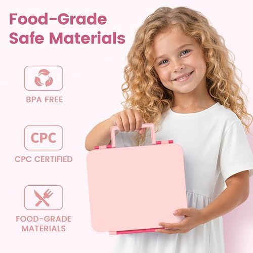 Bento Lunch Box for Kids with 8oz Soup Thermo, Pink