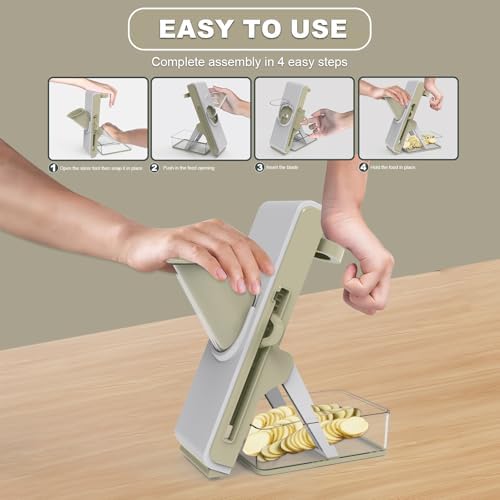 Mandoline Slicer for Kitchen, Vegetable & Cucumber Slicer, Easy to Clean Chopping Artifact (White Light Gray) - Image 4