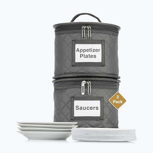2 Pack 7" Appetizer and Saucer Storage Case, Dinnerware Storage Organizer