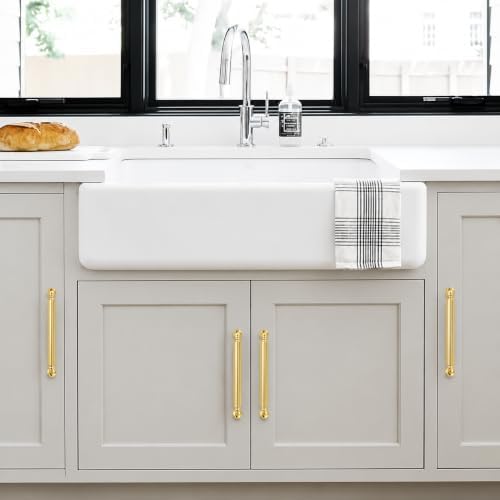 10-Pack Vibrant Brushed Brass Cabinet Pulls Modern Heavy-Duty Solid 3-3/4 Inch(96mm) Hole Center Drawer Pulls Cabinet Hardware Suitable for Kitchen Cabinets Bathrooms