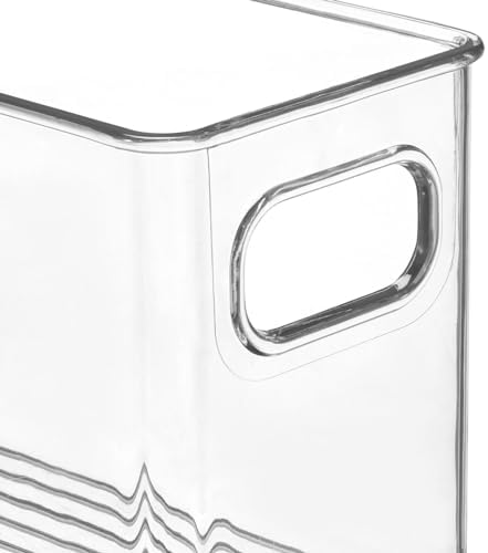 Plastic Long Stackable Storage Organizer Container, Organization Bin w/Handles for Kitchen, Pantry, Fridge, Freezer, Cabinet, Perfect to Hold Breast Milk - Ligne Collection - Clear