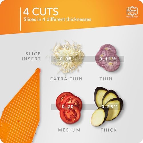 Börner Mandoline Slicer V5 (Basic Set) • Vegetable V-Slicer for Slices in 4 Thickness Settings • Stainless Steel V-Blade • Adjustable Kitchen Slicer for Vegetables & Fruits • Color: Orange - Image 2