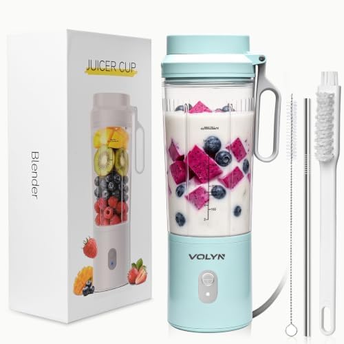 Mini Electric Blender Smoothie Maker with Straw & Cleaning Brush