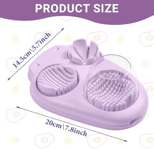 3 Slice Modes Egg Slicer for Hard Boiled Eggs, Stainless Steel Egg Cutter, 3-in-1 Kitchen Chopper Tool, Purple - Image 4
