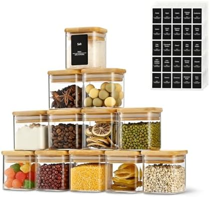 4oz/120ml Square Glass Spice Storage Containers with Lids 12-Pack