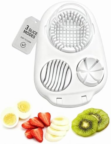 3-in-1 Egg Slicer with 3 Slice Modes, Dishwasher Safe,White by Unknown