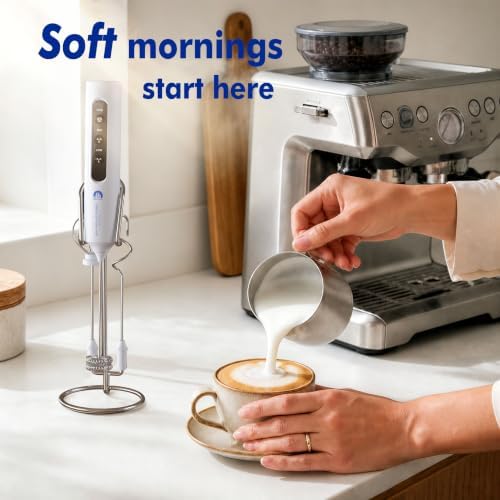 Rechargeable Milk Frother with Stand, 4 Interchangeable Whisks & Travel Case – Handheld Mixer for Lattes, Matcha, Hot Chocolate, Eggs & Protein Shakes - Image 2