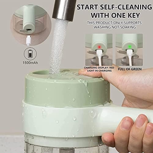 【Upgrade】 4 in 1 Handheld Electric Vegetable Cutter Set, Big Power Electric Vegetable Chopper, Mini Wireless Chopper Vegetable Slicer and Dicer Hand Held Food Processor for Kitchen Garlic Pepper Onion - Image 4