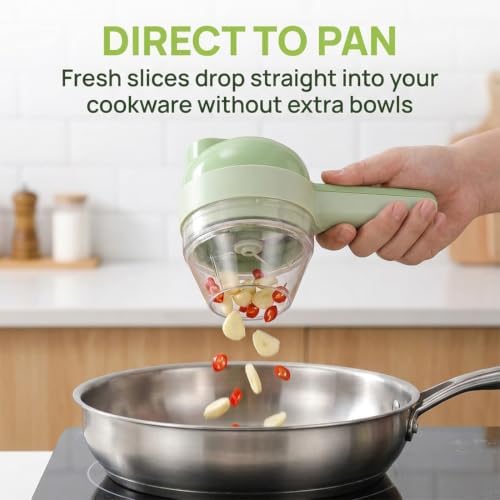4 in 1 Handheld Electric Vegetable Cutter, Mini Multi Blade Food Chopper for Onion Garlic Vegetables, Portable Electric Food Processor for Meal Prep, Compact Vegetable Chopper for Home Cooking (White) - Image 3