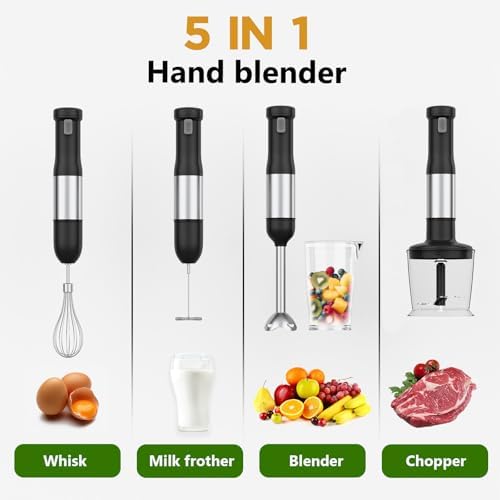 5-in-1 Cordless Immersion Blender,Touchscreen,Rechargeable Battery